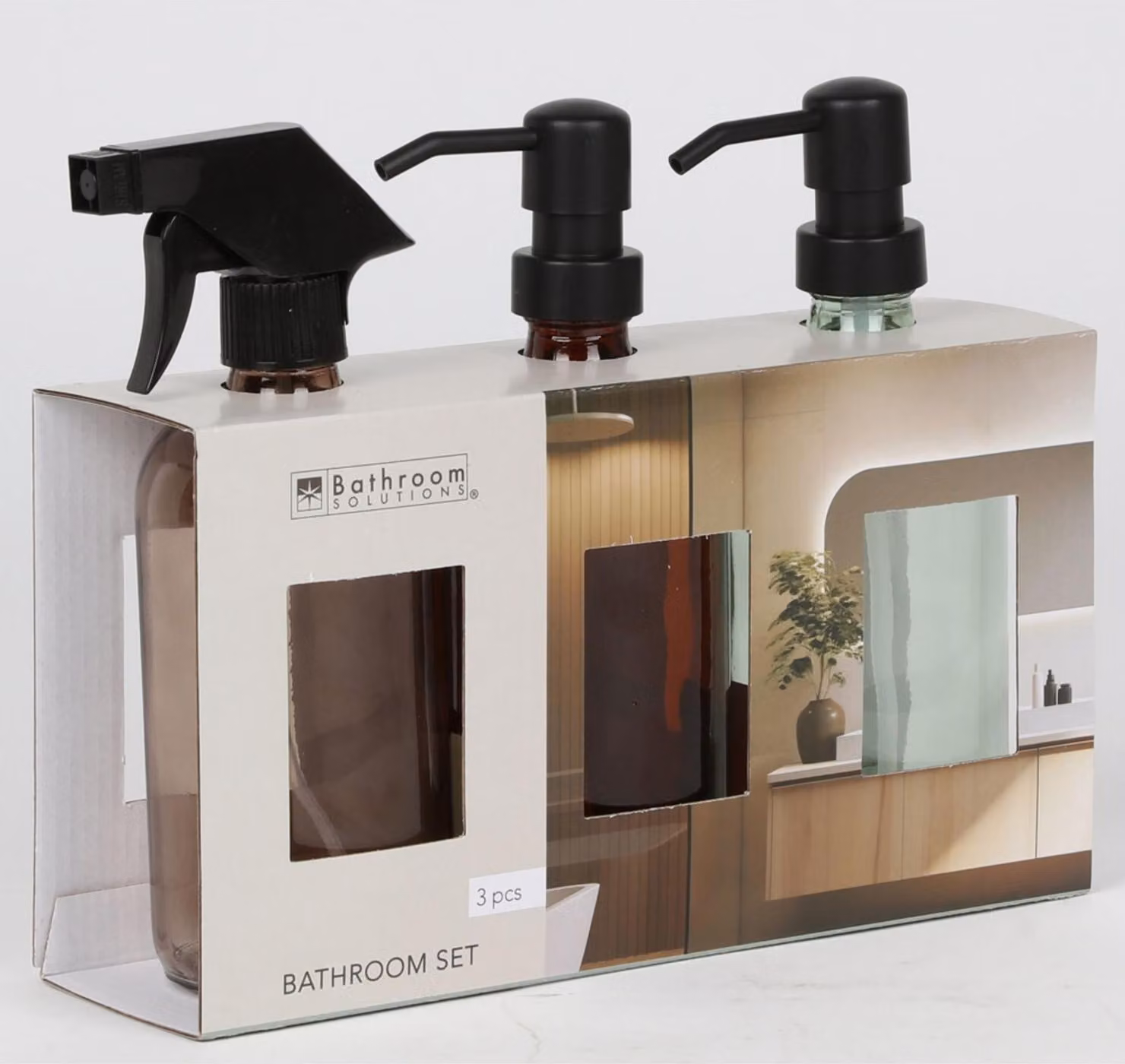 set da bagno da 3 pezzi in vetro da 12 - 2 dispenser di sapone + 1 spruzzatore, decorativo, di alta qualità e ideale per bagni, WC degli ospiti, cucine o set regalo