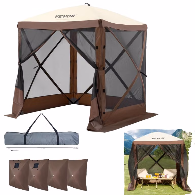 VEVOR tenda da giardino pieghevole gazebo festa tenda pop-up 4 persone 1,83x1,83x2,1m
