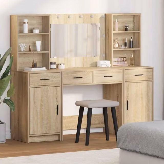 Set da trucco Hollywood con LED vidaXL colore marrone