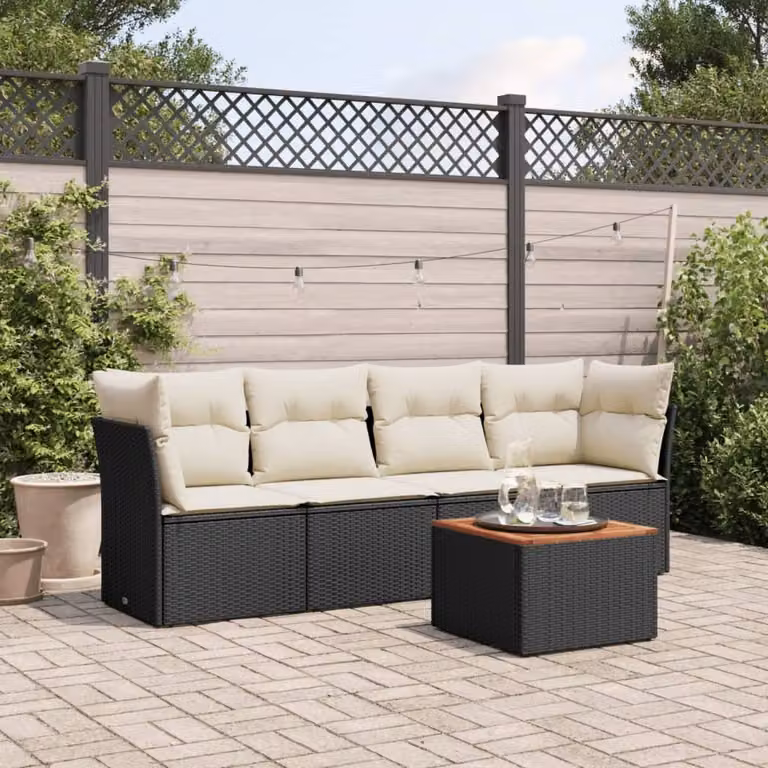 Maison Exclusive - Set Divani da Giardino 5 pz con Cuscini in Polyrattan Nero