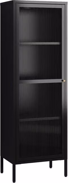 Armadio scaffale mobile portaoggetti vetrato acciaio vetro 150 x 50 x 35 cm nero 03_0008932