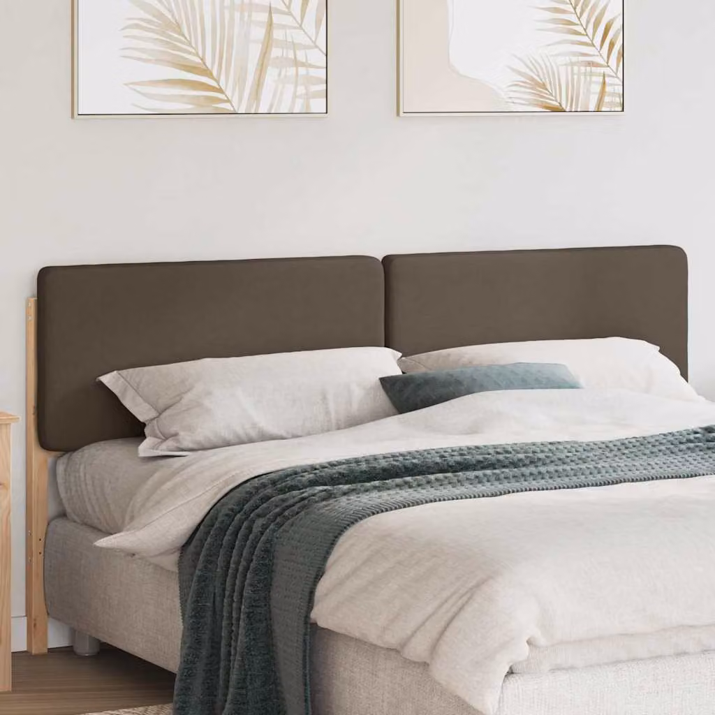 Testiera imbottita moderna vidaXL in pino massello, colore marrone e beige, L: 205,5 cm, H: 84,5 cm, P: 12 cm