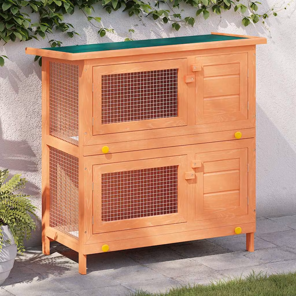 vidaXL Conigliera all'Aperto per Piccoli Animali in Legno di Pino Verniciato, Colore Verde o Marrone