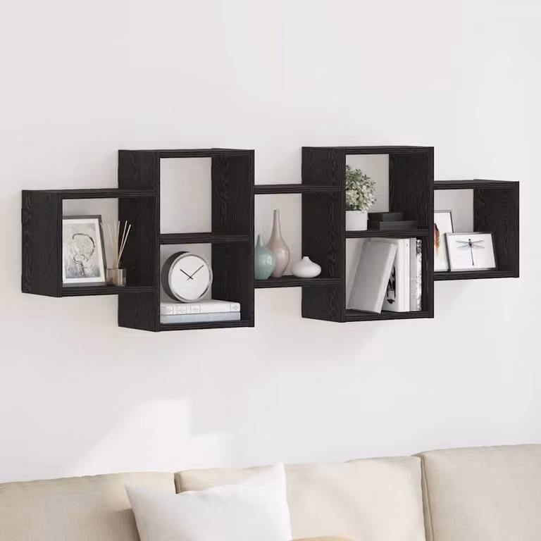 Scaffale a parete moderno vidaXL in MDF nero L: 129 cm, P: 18 cm, H: 42 cm
