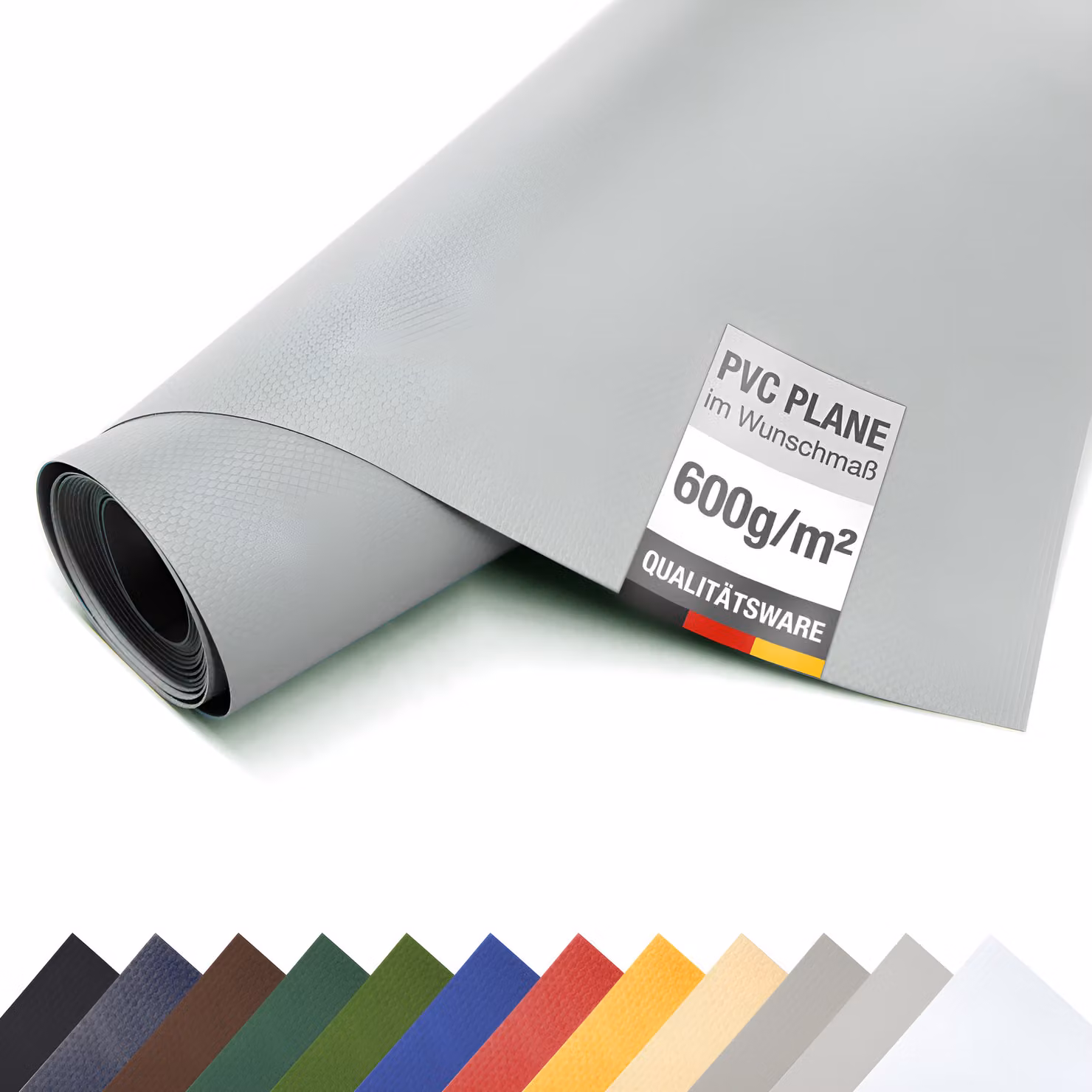 Telone in PVC per camion 600 g/m² al metro telone opaco (grigio, 3,2 m x 7 m)