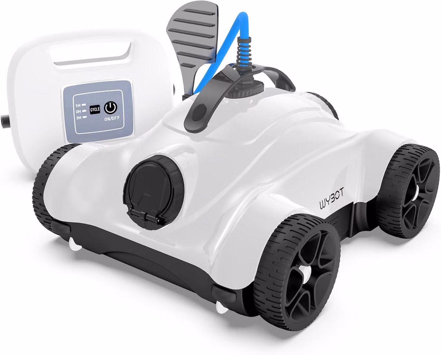 Robot per la pulizia della piscina, pulitore automatico per piscine con potente sistema di pulizia, dotato di due motori di propulsione, impermeabile con IPX8 (bianco)
