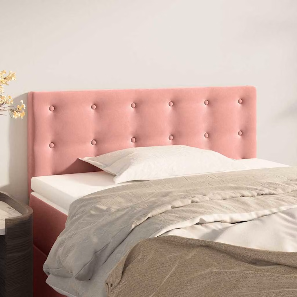 Testiera per letto vidaXL in tessuto rosa con pannello imbottito, L: 90 cm, P: 5 cm, H: 78-88 cm