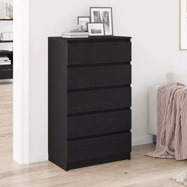 Cassettiera moderna vidaXL in legno nero opaco L: 60 cm, P: 36 cm, H: 103 cm – 1