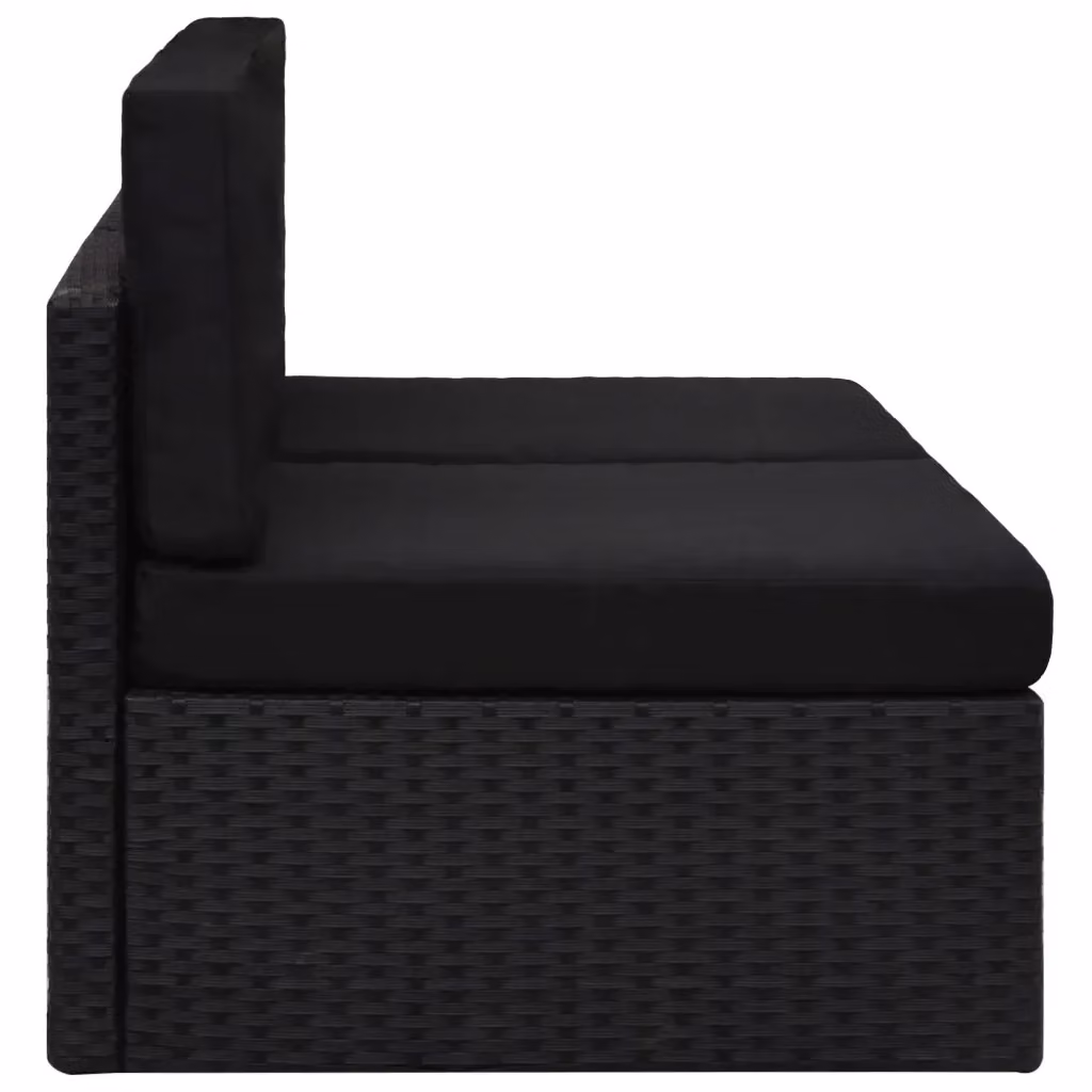 Divano Modulare a 2 Posti vidaXL in Polyrattan Nero con Cuscini Imbottiti e Rivestimenti Rimovibili – 2