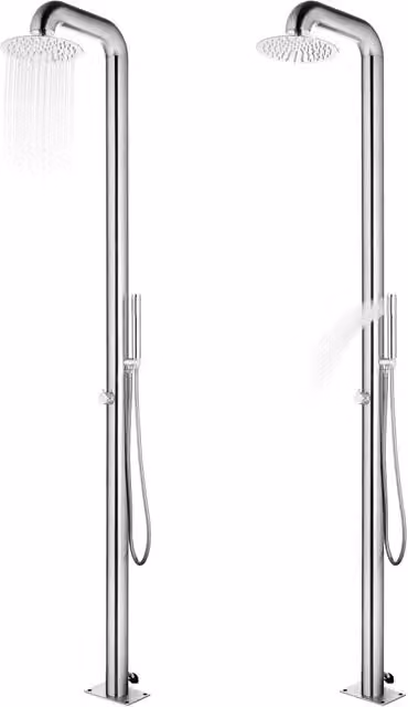 Doccia da Giardino con Base Grigia 230 cm in Acciaio Inox 3070784
