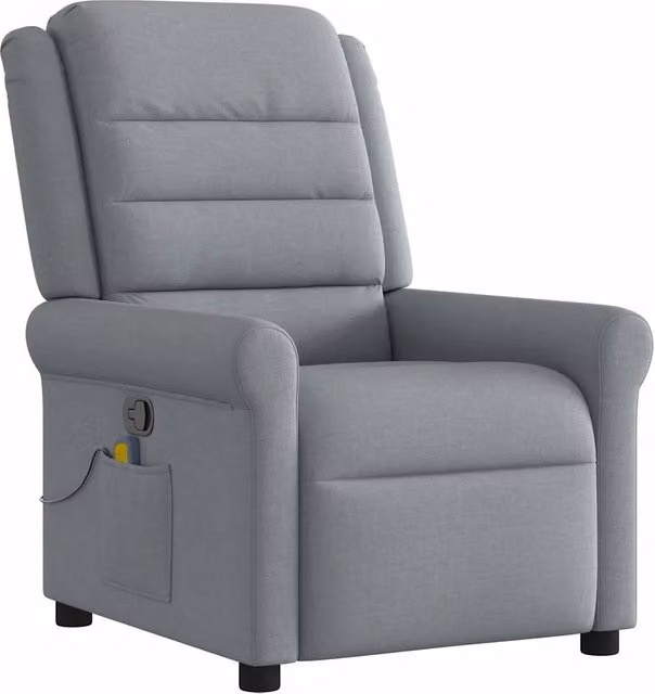 Poltrona Relax Reclinabile Moderna in Tessuto Grigio con Braccioli e Struttura in Metallo e Legno L/P/H: 73,0 x 91,5 x 102,5 cm