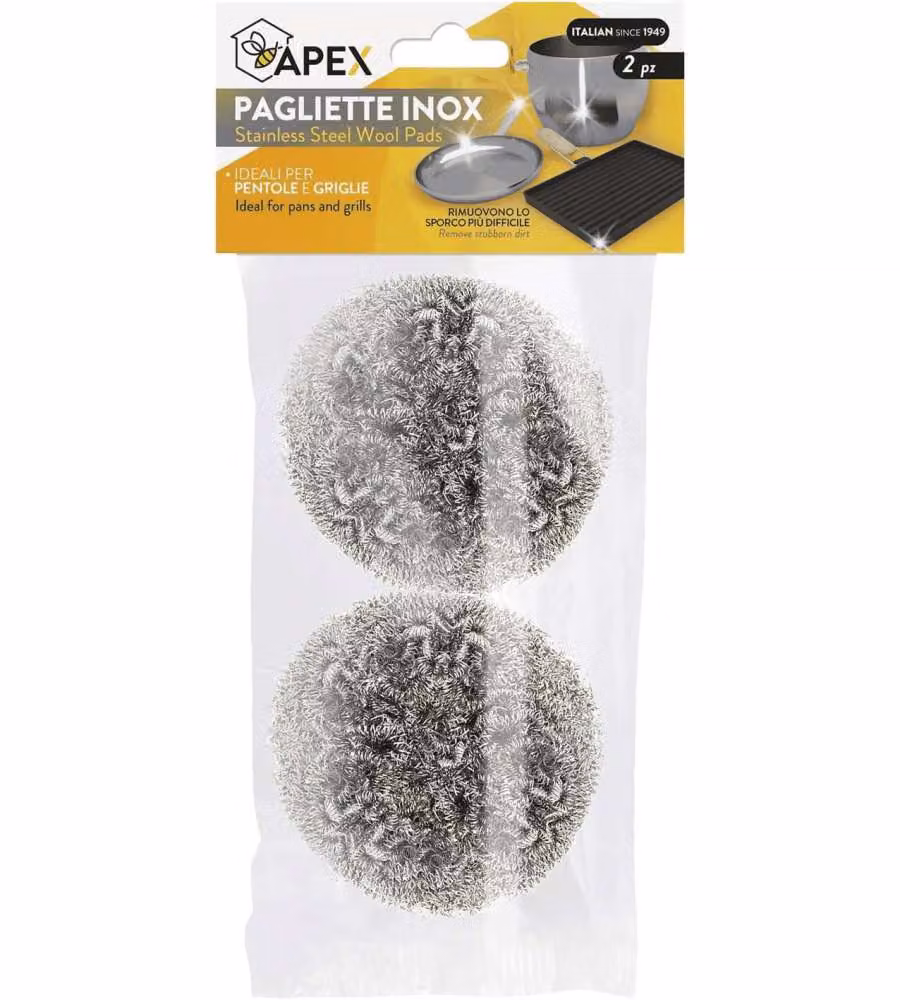Apex Pagliette Maxi Inox 2 Pezzi - Pulizia Efficace Pentole Griglie