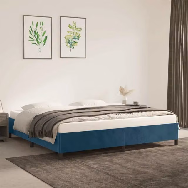 Giroletto senza Materasso-Struttura Letto Blu Scuro 200x200 cm in Velluto 850430
