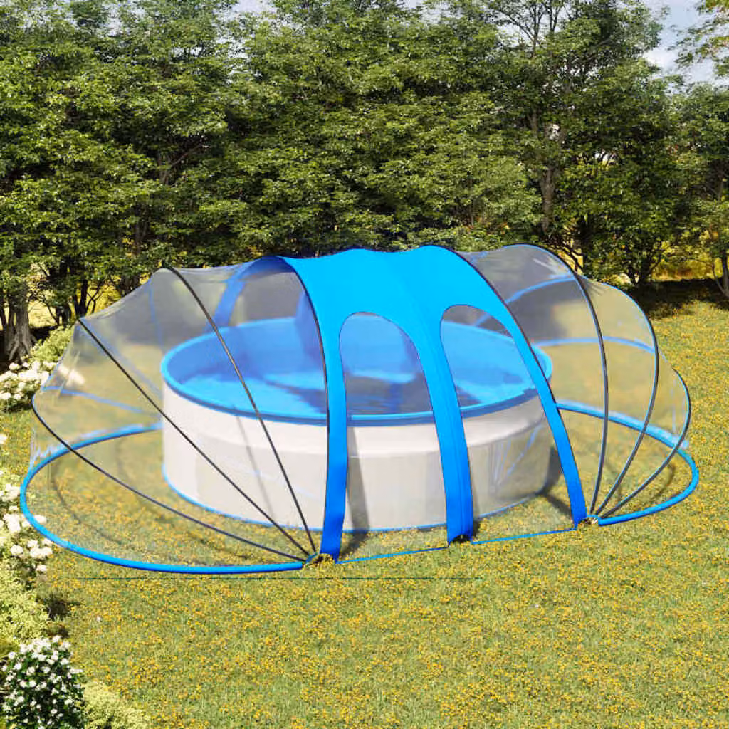 Calotta per Piscina Ovale vidaXL in PVC Blu e Trasparente L: 620 cm, P: 410 cm, H: 210 cm – 1