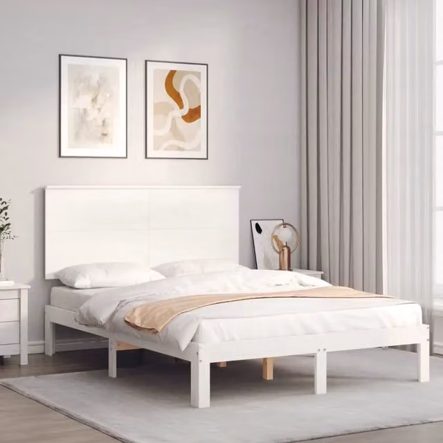 Giroletto vidaXL in legno massello di pino bianco con doghe fisse L/P/H: 200 x 120 x 30 cm