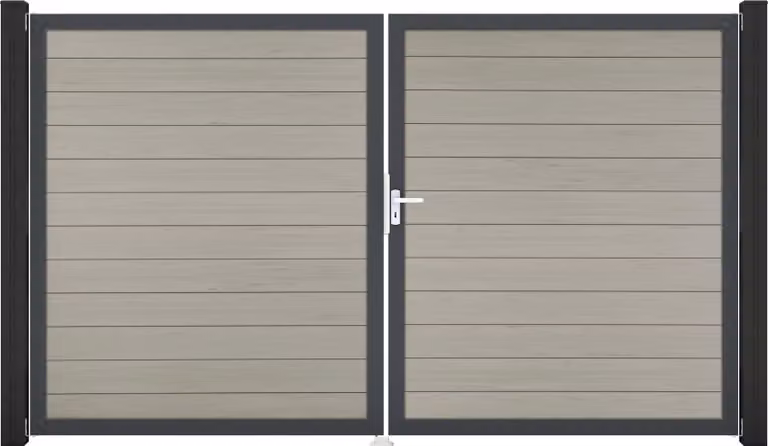 GroJa Cancello a innesto solido Bi-Color co-ex DIN sinistro 300x180x4 cm telaio in alluminio DB 703, a 2 ante