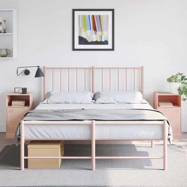 Set di 2 comodini Design Mania in metallo rosa da appendere al muro L/P/H: 34,5 x 39 x 62 cm