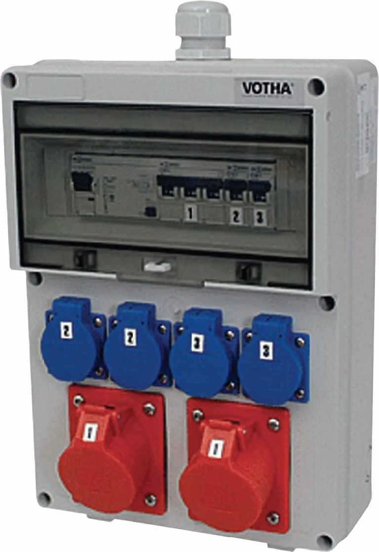 Quadro di distribuzione a parete in plastica connessione a vite M32 1xCEE 32 A,1xCEE 16 A,4x230V