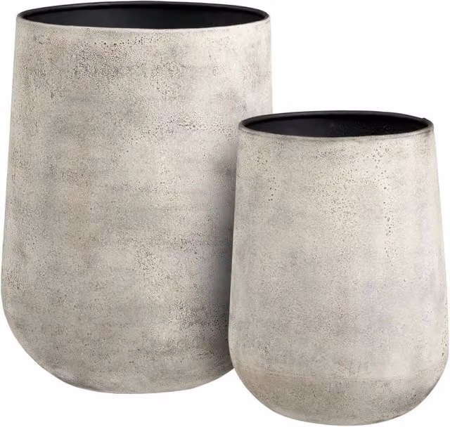 Set di 2 vasi decorativi rotondi in metallo Vikasa Home, colori beige, nero e grigio
