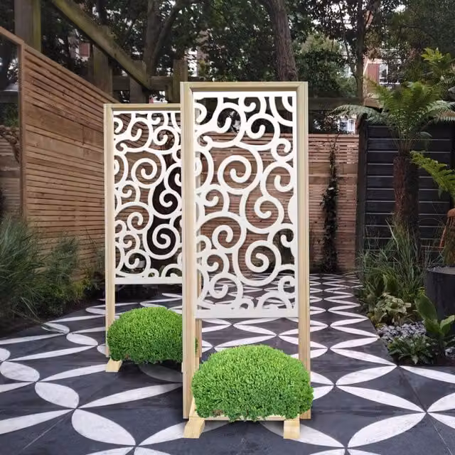 Paravento modulabile GHIRIGORI in legno e PVC, colore bianco, L/P/H: 70 x 50 x 190 cm