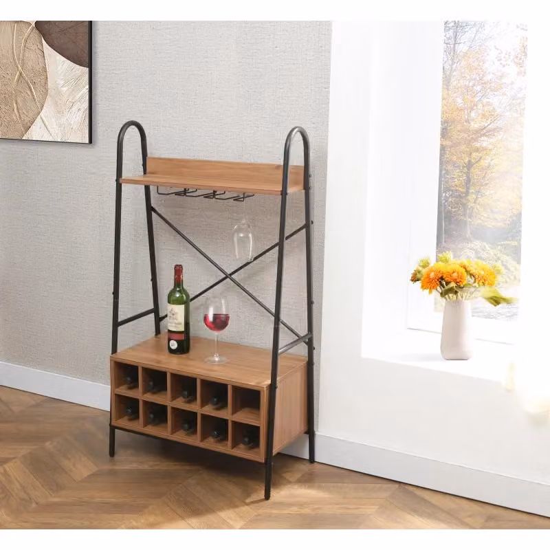 Cantinetta Grancru Casa Collection con portabicchieri in legno marrone opaco L/P/H: 63,2 x 33,7 x 115 cm – 2