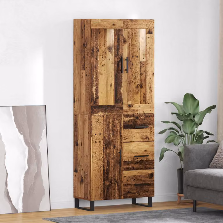 Set di 2 credenze vidaXL in legno e metallo marrone per soggiorno o sala da pranzo, L/P/H: 69,5 x 34 x 180 cm