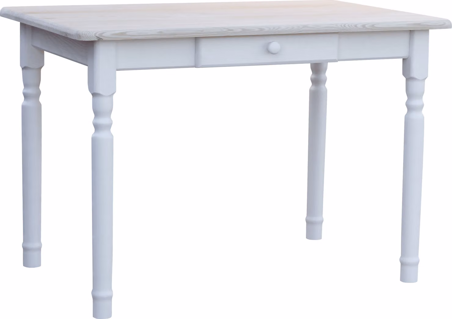 Tavolo bianco II in legno di pino massiccio con piano non laccato 100 x 60 cm