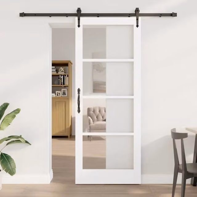 Porta scorrevole minimalist in legno e vetro vidaXL L: 83 cm, H: 211 cm – 1