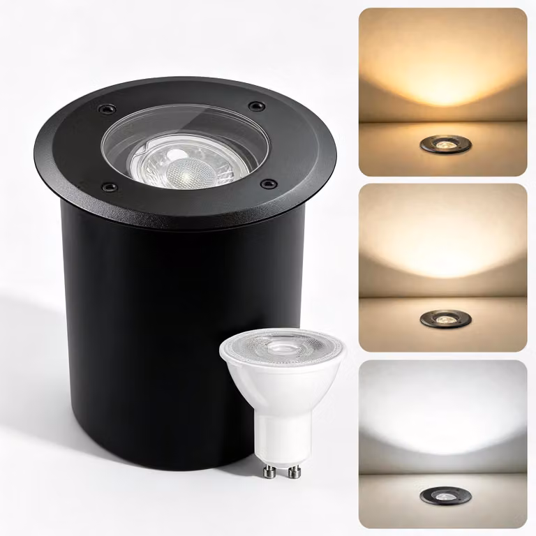 Faretto da incasso per esterno, attacco GU10, 7W, temperatura di colore regolabile, grado di protezione IP67, 230V, colore nero