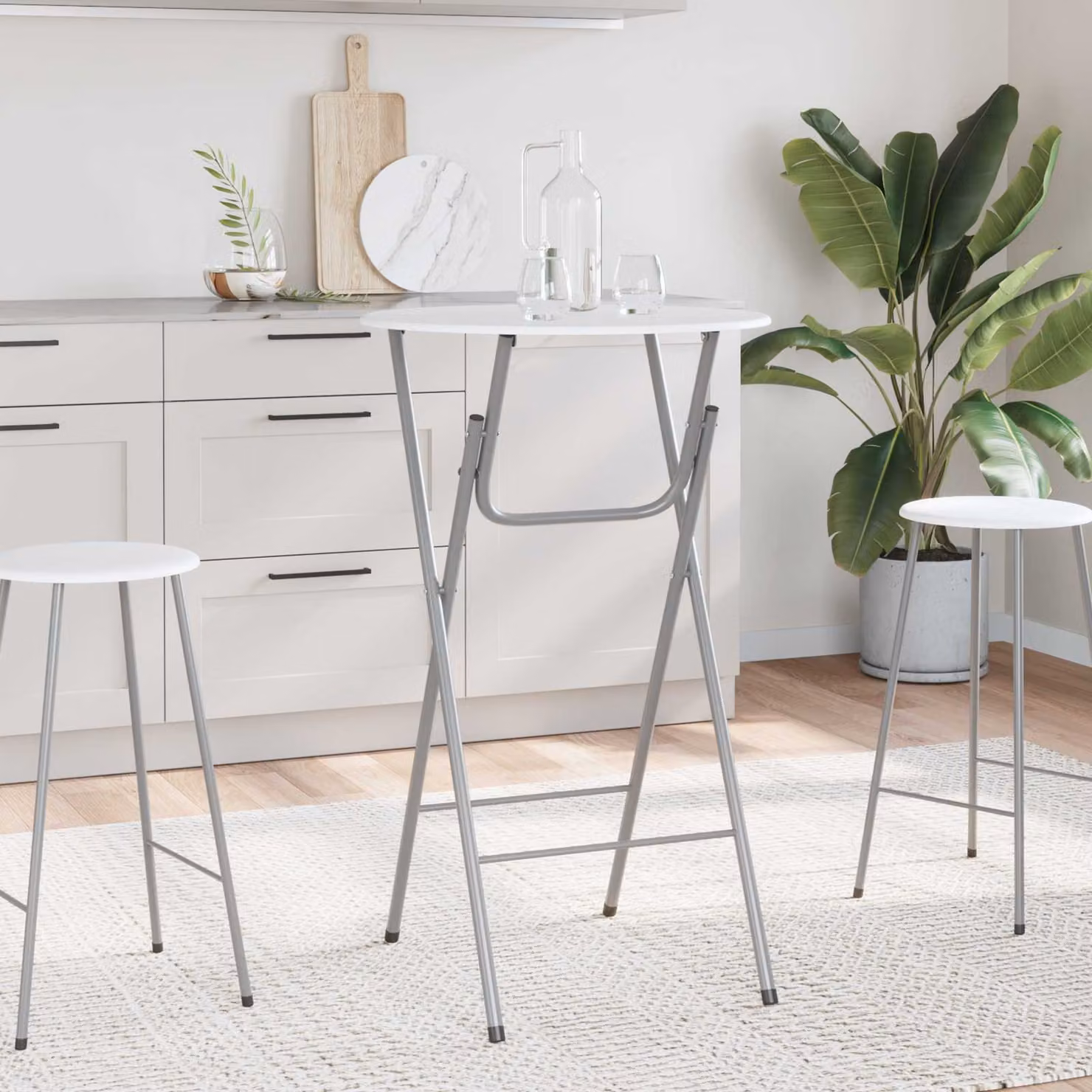 vidaXL Tavoli da Bar Set 4 pz con Ripiano in MDF Bianco