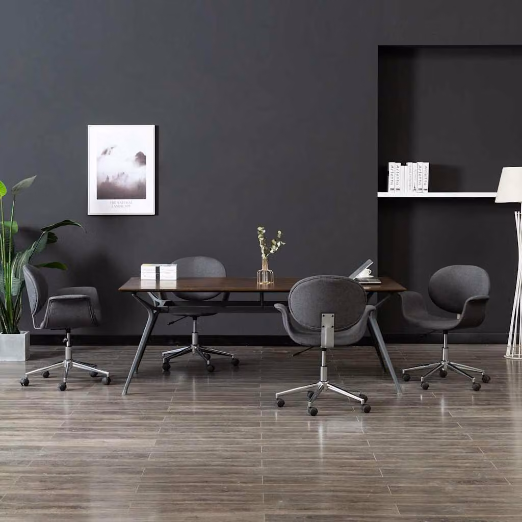 Set di 4 sedie da pranzo girevoli vidaXL in tessuto grigio con ruote e design moderno