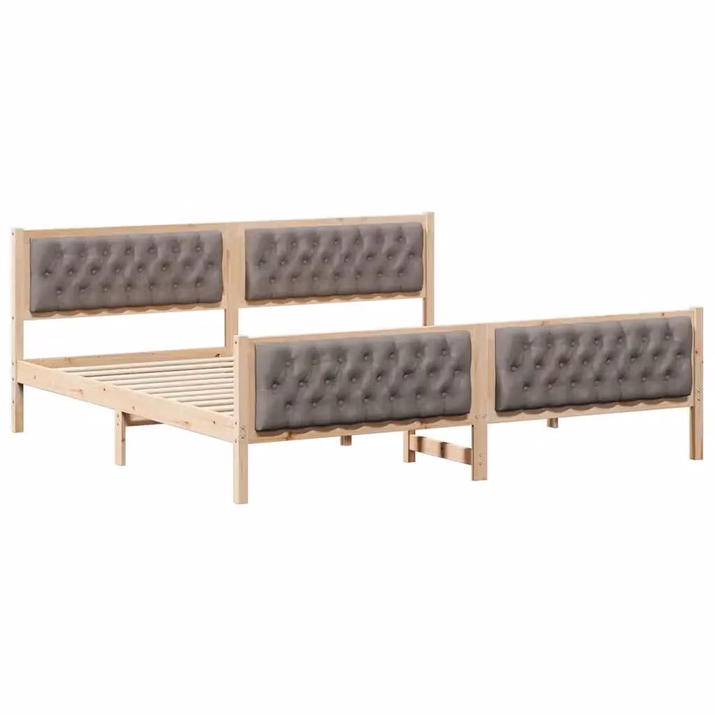 Struttura del letto Giroletto Talpa in pino massello con tessuto beige L 200 x P 200 cm – 2