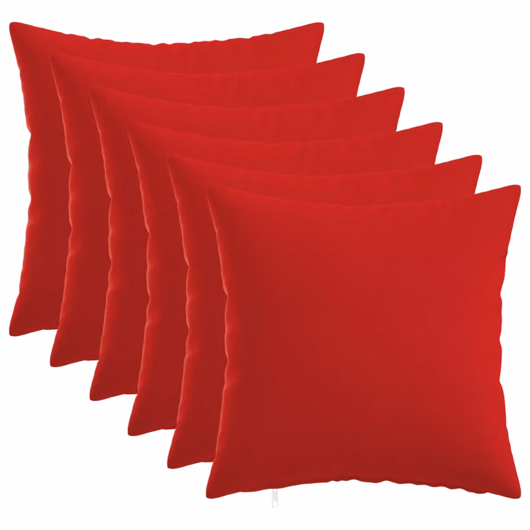 Set di 6 cuscini quadrati vidaXL HEERLEN in tessuto rosso con fodera lavabile