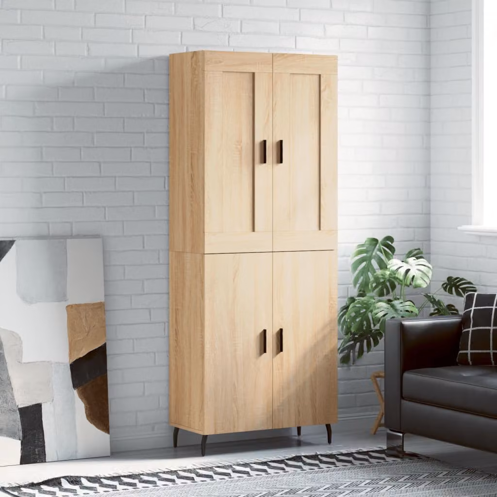 Credenza vidaXL in Rovere Sonoma e Legno Multistrato, Colore Marrone, L: 69,5 cm, P: 34 cm, H: 180 cm