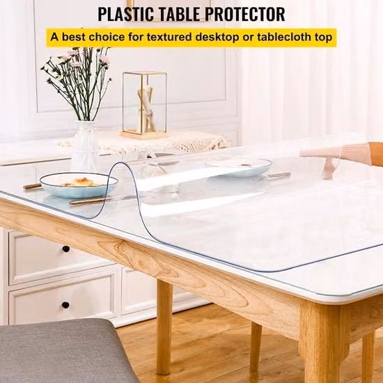 Protezione per tavolo trasparente - Copertura per tavolo in plastica 100 x 200 cm - Impermeabile - Forma rettangolare - Facile da pulire