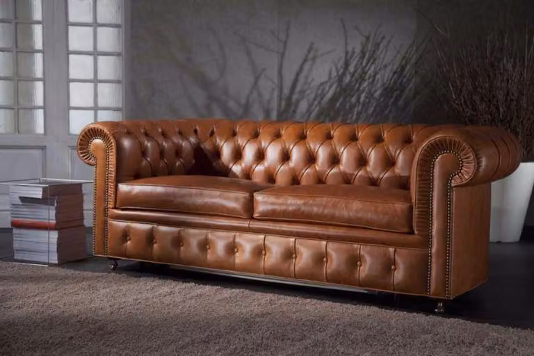 Design Chesterfield Sofagarnitur 3-Sitzer Leder Couch Polster Sofas Sofa Sitz