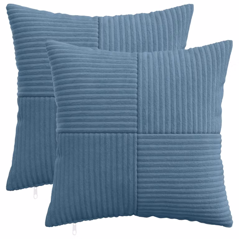 Set di 2 federe vidaXL ALMELO blu in velluto a coste, L 50 cm x P 50 cm