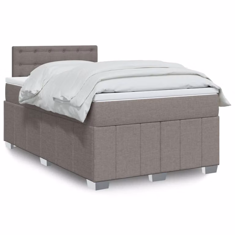 vidaXL Giroletto a Molle con Materasso in Tessuto Tortora L: 200 cm, P: 120 cm