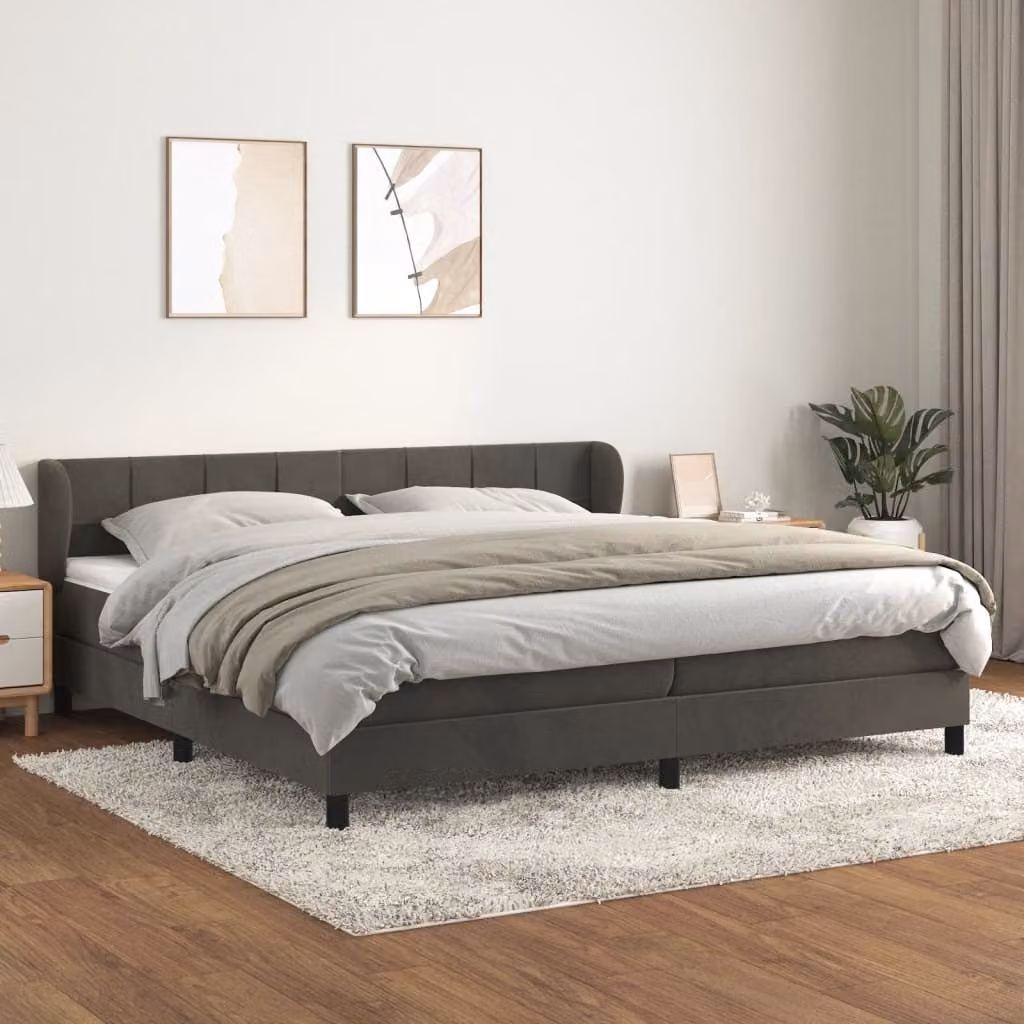 Maison Exclusive - Giroletto a Molle con Materasso Grigio Scuro 200x200 cm Velluto