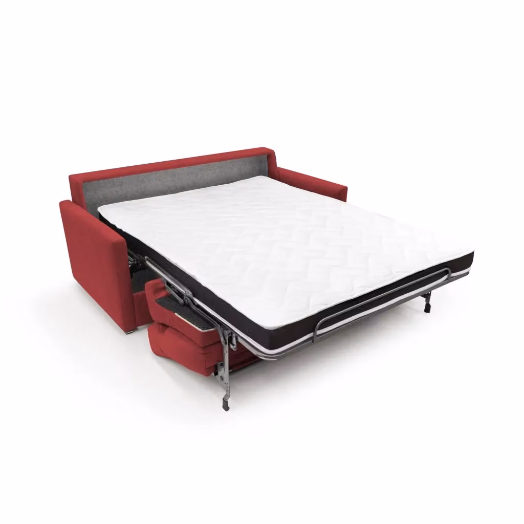 Divano letto matrimoniale Margot Divani.Store in tessuto rosso con schienale morbido alto, misura L: 156 cm, materasso 120 x 197 cm – 2