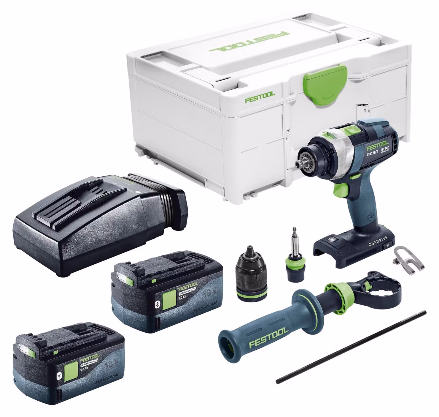 Avvitatore a percussione a batteria Festool TPC 18/4-Basic 18 V 75 Nm Brushless + 2 batterie da 5,0 Ah + caricabatterie + Systainer