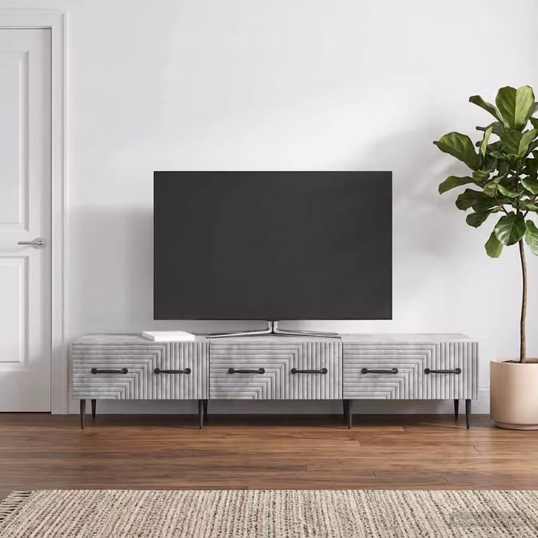 Mobile TV vidaXL con cassetto in stile moderno, Grigio Cemento, L 147 x P 34,5 x H 30 cm