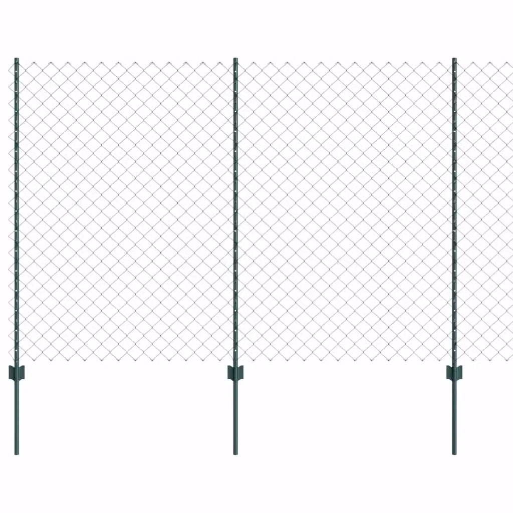 Recinzione a maglie vidaXL con palo verde in acciaio rivestito in PVC, L: 10 m, H: 1,6 m – 2