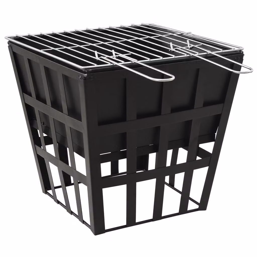 The Living Store Pozzetto e barbecue 2 in 1 in acciaio 34x34x48 cm
