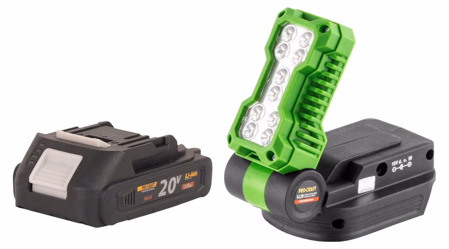 Procraft LL20bb Faretto LED a batteria 20 V 500 lm + 1x batteria 2,0 Ah - senza caricabatterie