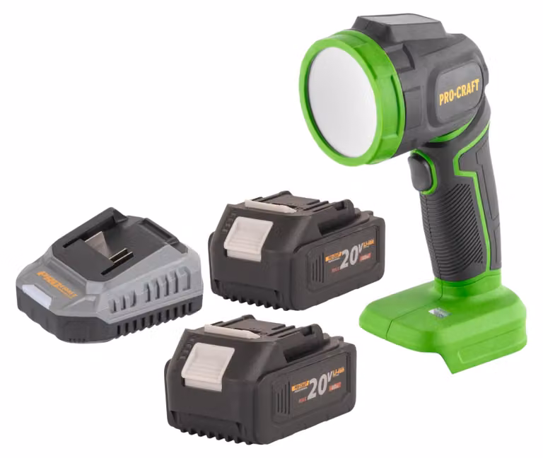 Procraft LL18bb Faretto LED a batteria 20 V 300 lm + 2x batteria 4,0 Ah + caricabatteria