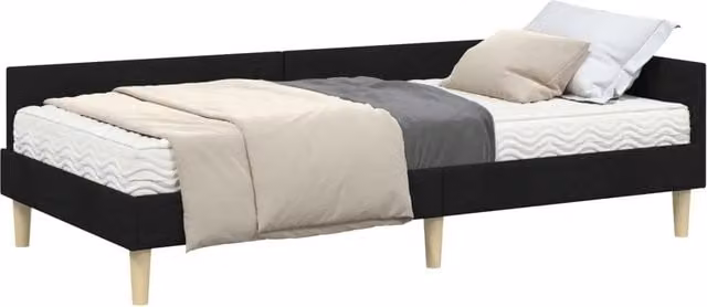 Letto singolo | Letto per adulti | Struttura Letto Angolare con Materasso 2 pcs Verde Tessuto