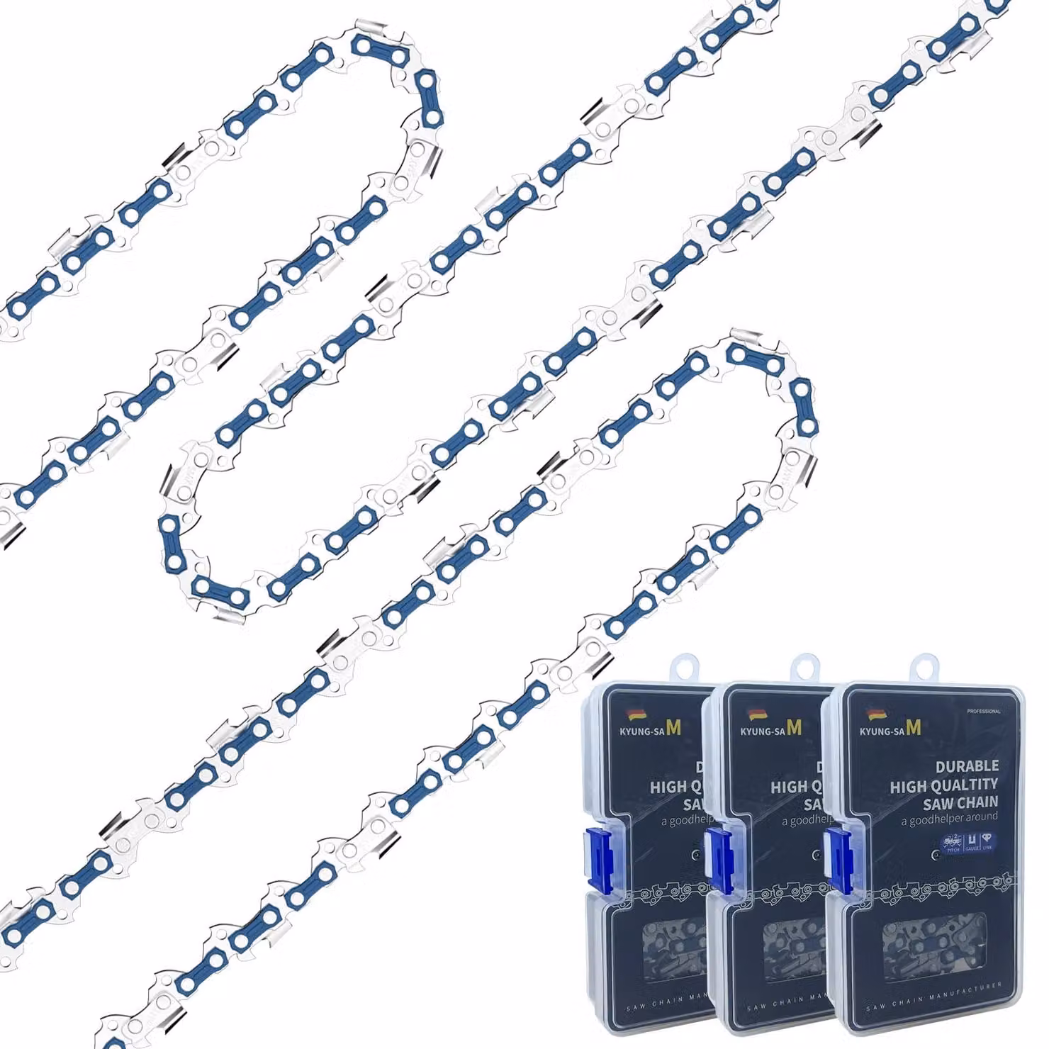 3 catene motosega da 40 cm, passo 3/8", spessore 1,3 mm, 57 maglie di trasmissione