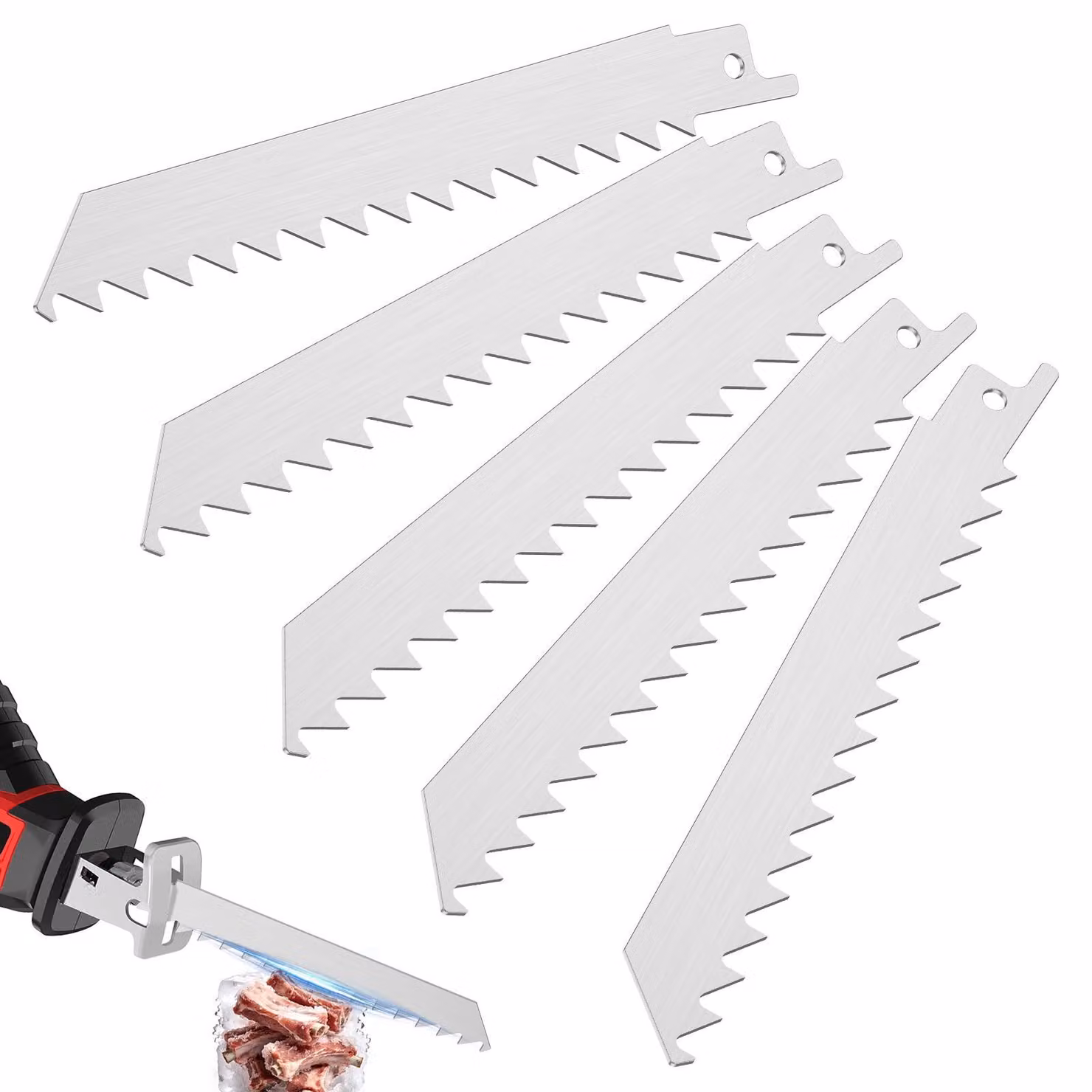 Set di lame per sega, 5 pezzi, 152 mm, in acciaio inossidabile, per ossa e carne