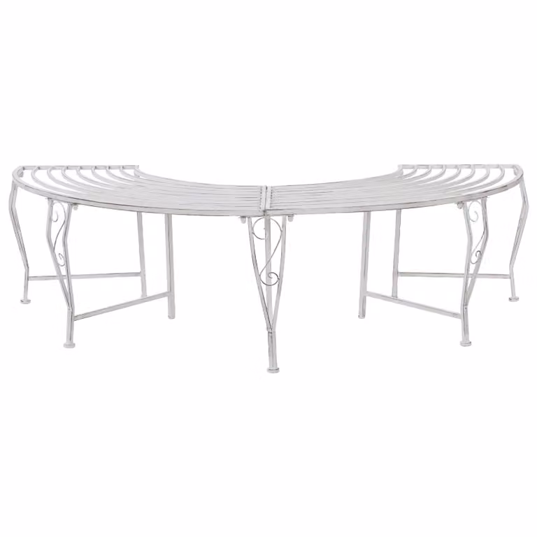 Panchina da giardino vidaXL per 4 persone in acciaio verniciato bianco L: 160 cm, P: 80 cm, H: 44 cm